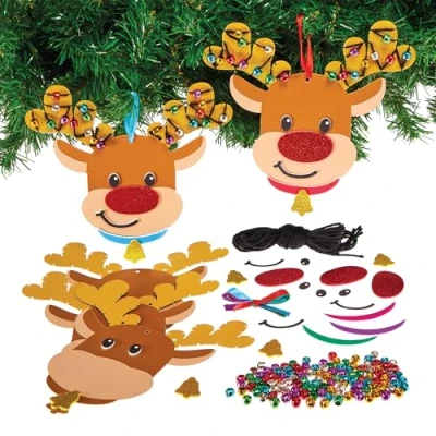 Imagen de Baker Ross FX805 Reno &#039;Luces de Navidad&#039; Kits enhebrado cuentas Pack 5, manualidades navideñas para niños