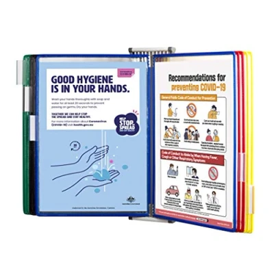Imagen de Tarifold Fr 414509 Kit de pared A4 antimicrobiano, con 10 fundas presentación PVC tamaño A4, colores surtidos