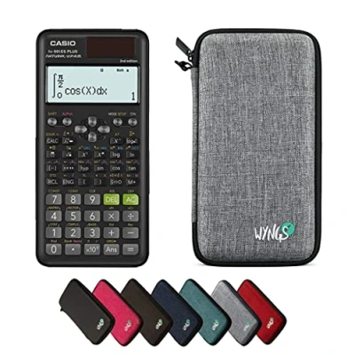 Imagen de CALCUSO Paquete económico: Calculadora Escolar técnico científica Casio FX 991 ES Plus 2 + Funda Protectora WYNGS Gris Clara Garantía ampliada by