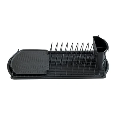 Imagen de WENKO Escurridor de vajilla «Basic», Soporte escurrimiento para vajilla, Ideal Colocar Junto al Fregadero, Metal con Recubrimiento Polvo y plástico, 47,5 x 11 26,5 cm, en Color Negro