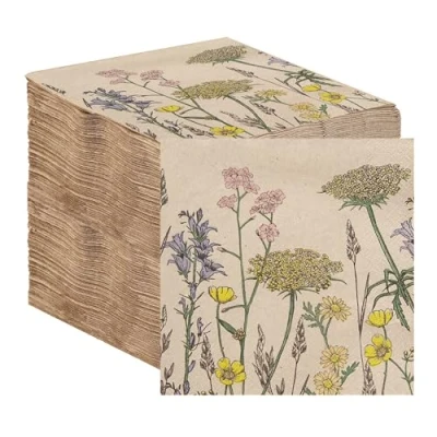 Imagen de Table Kind 2 Capas, 33 cm, Paquete a Granel de 100 servilletas Papel Reciclado Suave, Florales Desechables para Fiestas, Catering, ecológicas