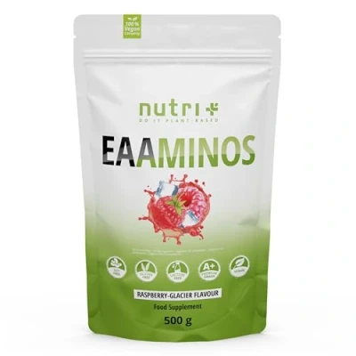 Imagen de EAA Vegan Frambuesa Glaciar 500g polvo ALTA DOSIS Todos los Aminoácidos Esenciales EAAs Sabor Nutri Plus Sports