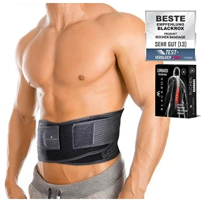 Imagen de BLACKROX Lumbarox Faja lumbar para hombre y mujer, estabilización de la espalda recta, talla L, color negro