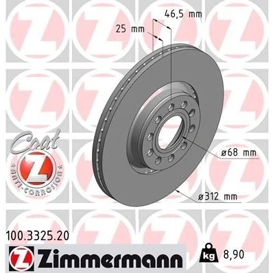 Imagen de Disco de freno ZIMMERMANN 100.3325.20