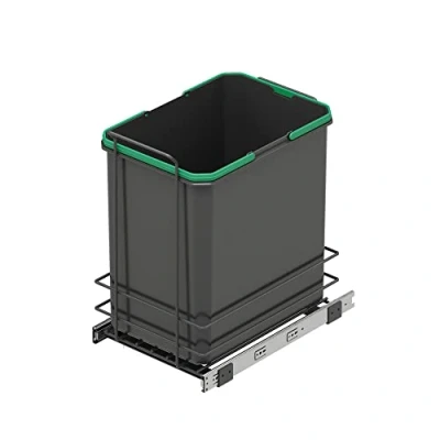 Imagen de EMUCA Contenedor de Reciclaje Recycle 35L para Cocina, fijación Inferior y extracción Manual, sin Tapa, Plástico Gris Antracita