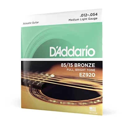 Imagen de D&#039;Addario cuerdas guitarra Acustica, de Guitarra, EZ920 Juego para acústica, Medio Ligero,material bronce 012 054