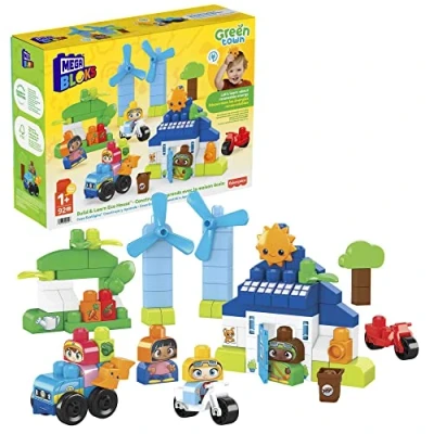 Imagen de MEGA Bloks Ciudad Verde Casa ecológica Construye y Aprende, Juguete de Bloques construcción para bebé +1 año (Mattel HCG36)