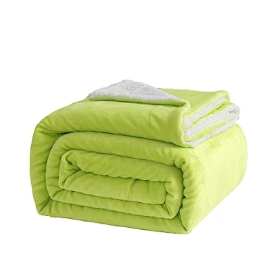 Imagen de Good Nite Manta Reversible de Forro Polar Sherpa 130 x 150 cm, poliéster esponjosa, Suave y cálida, para la Vida en el hogar Viajes (Verde, Individual)