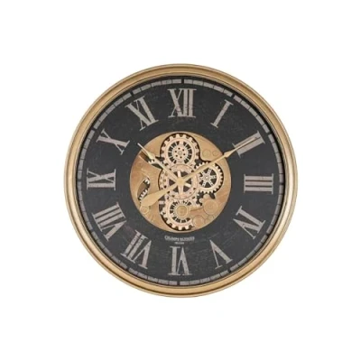 Imagen de Home ESPRIT Reloj de Pared Negro Dorado Cristal Hierro 80 x 9,5 cm