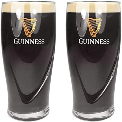 Imagen de SP Guinness Juego de 2 vasos pinta (568 ml, con certificado CE, diseño arpa en relieve, unidades)
