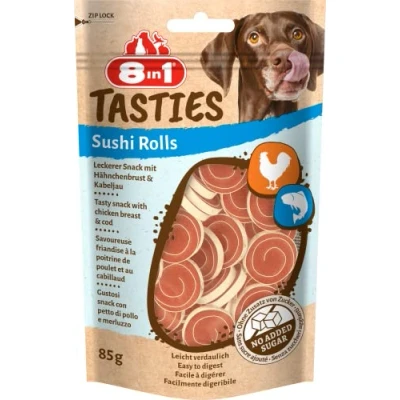 Imagen de 8in1 Tasties Sushi Rolls Bocadillo para Perros sin Gluten con Bacalao y pechuga de Pollo, 85 g