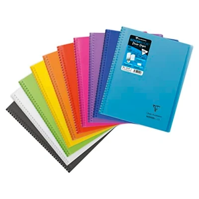 Imagen de Clairefontaine 391201C Cuaderno de espiral, tamaño A4+, 22,5 x 29,7 cm, 100 páginas, papel dibujo blanco, 125 g, tapa polipro color aleatorio