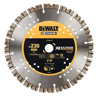 Imagen de DEWALT DT40260 QZ Hoja de Diamante Extreme RUNTIME 230mm, para corte en hormigón, compatible con cortadora hormigón 54V, Velocidad soplado 209 Km/h