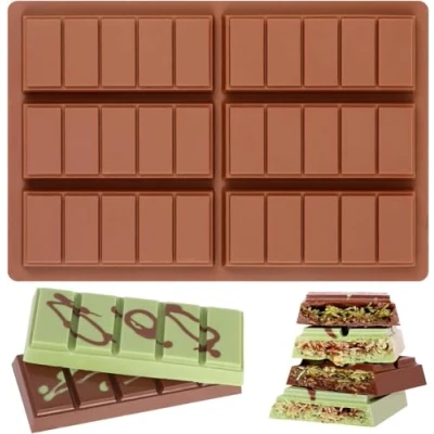 Imagen de AVANA molde de silicona para 6 bandejas chocolate, sin BPA, antiadherente, color marrón (forma 1)