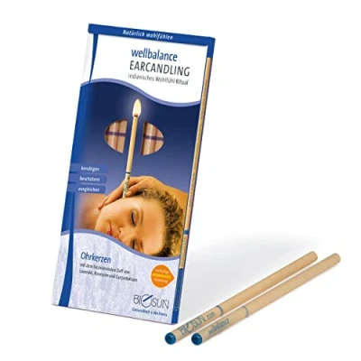 Imagen de Biosun Wellbalance Velas para las orejas con filtro de seguridad. Aroma fascinante lavanda, romero y bálsamo gurjun