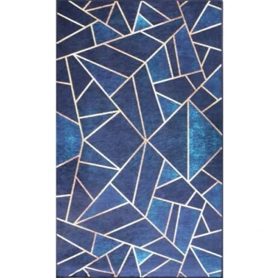 Imagen de Mani Textile Grafic Alfombra (160 x 230 cm), color azul y dorado