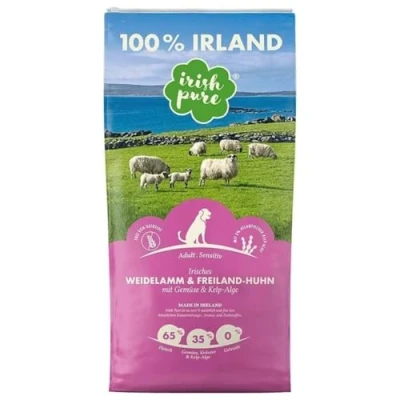 Imagen de Irish Pure Adulto Cordero y Pollo con Algas Kelp Alimento Premium Seco para Perros, Sin Granos, Sistema Digestivo Sensible
