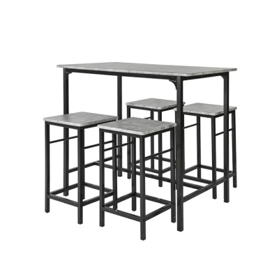 Imagen de SoBuy Juego de Mesa Comedor Set Alta Bar con 4 Taburetes y 1 Gris OGT11 HG ES