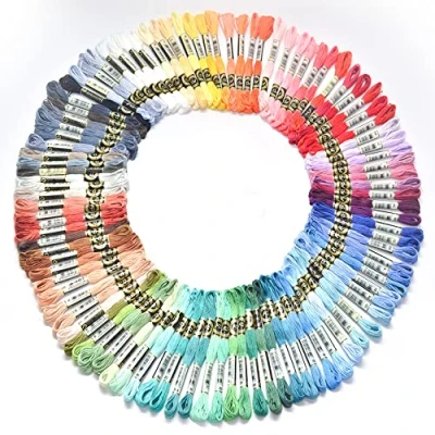 Imagen de CENPEK hilo de bordar, paquete 100 madejas colores, hilos punto cruz, pulseras la amistad, para manualidades, color arcoíris