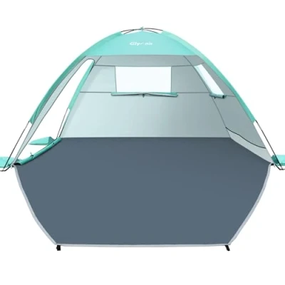 Imagen de Glymnis Tienda de Playa, Refugio Playa para 2 3 Personas, Carpa con Doble Puerta Cremallera, Ventanas Ventiladas, Protección UPF 50+, Parque Pescar