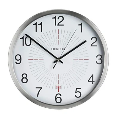 Imagen de Unilux Reloj de Pared radiocontrolado para Exteriores (35,5 cm), Color Gris Plateado