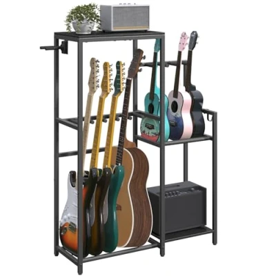 Imagen de MAHANCRIS soporte para guitarra, multiguitarra, guitarra acústica, eléctrica, bajo, ukelele, 5 guitarras, de amplificador con accesorios