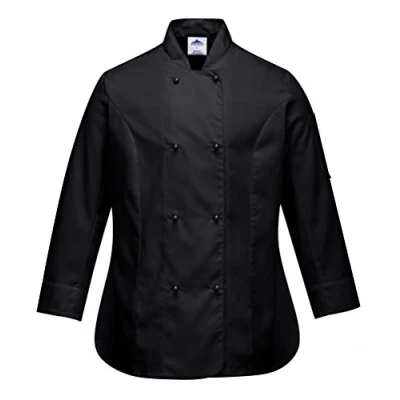 Imagen de Portwest Chaqueta De Cocina Para Mujer Raquel, Con Manga Larga, Tamaño: L, Color: Negro, C837BKRL