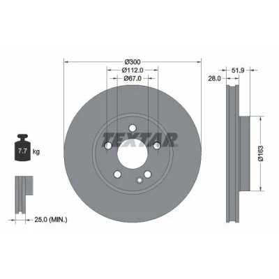 Imagen de TEXTAR 92291803 Disco de freno 300 28 05/06 112 ventilación interna revestido sin perno sujeción rueda, buje rueda