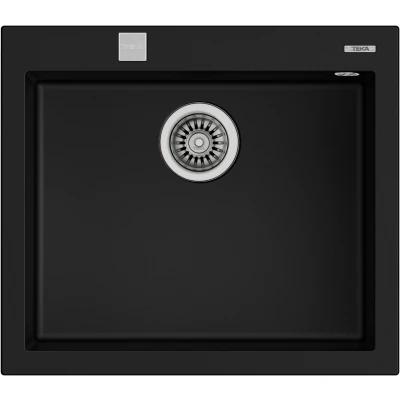 Imagen de Teka ForSquare 50.40 TG Fregadero de Granito 60 cm, 1 Cubeta, Encastrado, Superficie Alta Resistencia, Desagüe Automático, Acabado No Poroso, Color Negro