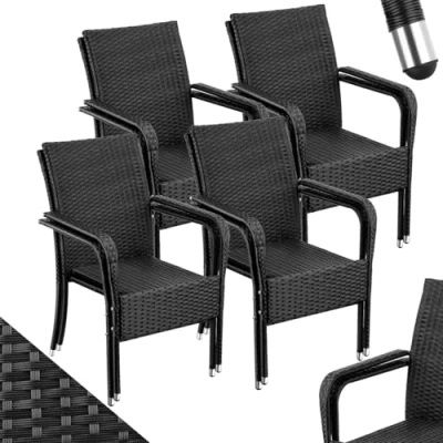 Imagen de TecTake® Silla de Jardín Ratán y Acero Apilable, Muebles Exterior Resistentes a la Intemperie, Conjunto Exterior, Sillas Terraza o Patio, Fácil Montaje, MAX. 120 kg 8