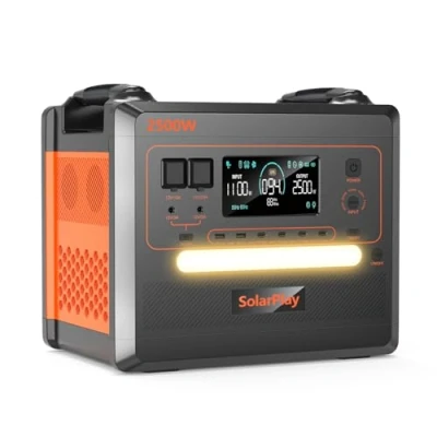 Imagen de SOLARPLAY Estacion de Energia Portatil 2500W, 2300Wh Generador Solar con Batería LiFePO4, Salida 12 Puertos, Power Station Portable para Camping, Autocaravana, Emergencia (Q2402M)