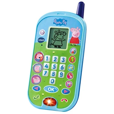 Imagen de VTech El teléfono de Peppa Pig, Móvil electrónico interactivo, simula una conversación telefónica, Voces todos los personajes la familia, actividades y animaciones, Talla única (3480 523122)