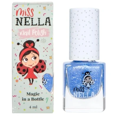 Imagen de Miss Nella Its Elephunky Esmalte de uñas especial azul con brillantina para niños, fórmula despegable, a base agua y sin olor