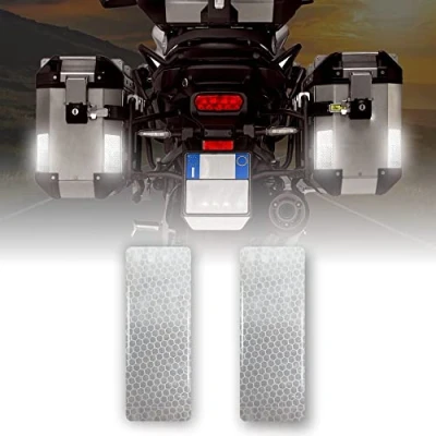 Imagen de 4R Quattroerre.it 5751 Reflectantes Adhesivos 3D para Maletines Moto, Blanco, 2 Piezas, 4 x 10 cm