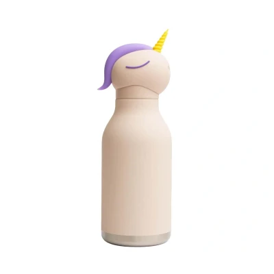 Imagen de Asobu Bestie Unicorn Botella de agua aislada acero inoxidable con pajita, 460 ml