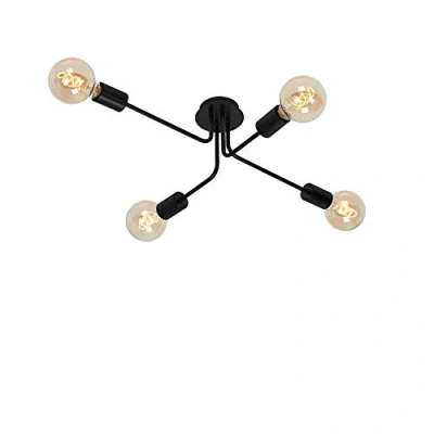 Imagen de BRILONER Leuchten Lámpara de techo 4 luces, retro, vintage, 4x E27 máx. 60 vatios, metal, negro, 660x445x185 mm (Largo x ancho alto)