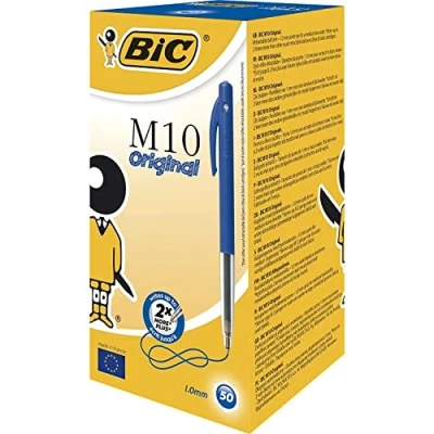 Imagen de BIC M10 Clic Bolígrafo mediano (trazo de 1 mm, 50 unidades), color azul