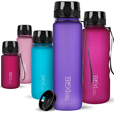 Imagen de 720DGREE Botella Agua 650ml “uberBottle“ Tamiz Fruta, softTouch Sin BPA, Prueba de Fugas, Reutilizable Cantimplora, Water Bottle ideal para Deporte, Fitness, Gimnasio, Senderismo, Colegio
