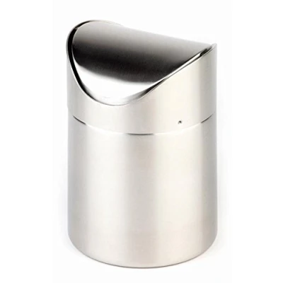 Imagen de Cubo de basura mesa APS, pulido mate, tapa abatible extraíble, Cierre bayoneta, Asiento fija, acero inoxidable, Diámetro Ø 12 cm, Altura 17 cm