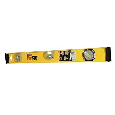 Imagen de STANLEY Nivel perfilado de aluminio, 60 cm, 3 burbujas (horizontal, vertical y graduable), regla en centímetros, extremos protectores, precisión +/ 1.5mm/m, 1 42 920