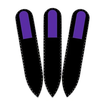 Imagen de Mont Bleu Lima de uñas cristal color en estuche terciopelo negro, tamaño pequeño, vidrio templado checo auténtico, Garantía por vida Fabricado a mano la República Checa