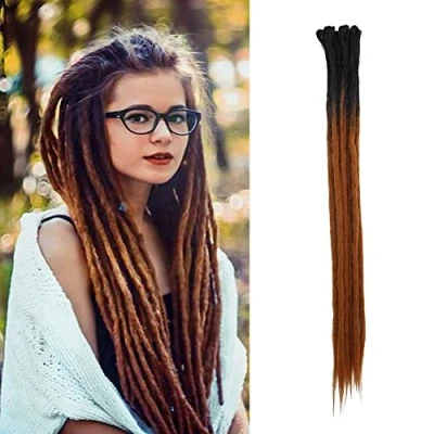 Imagen de Dsoar 24 Pulgadas Ombre Dreads Rastas Sintéticas Hechas A Mano 10 Hebras/Paquete Crochet Reggae Locs (2 6#)