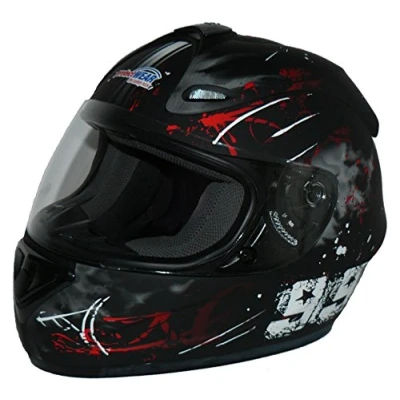 Imagen de Protectwear Casco de moto negro rojo 99 FS 801 99R Tamaño S