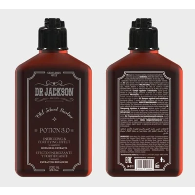 Imagen de DR. JACKSON Champu Hombre 200 ML. Uso Diario 3 en 1. Shampoo Anticaspa, Champú Pelo Graso y Barba con Efecto Acondicionador Pelo. Sin Sulfatos ni Parabenos Revitalizador.