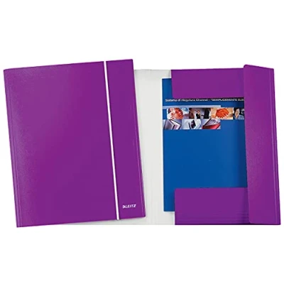 Imagen de Leitz carpeta DE 3 solapas, Capacidad 150 hojas, tamaño 25 x 35 cm, cierre con goma elástica, cartulina plastificado, WOW, color violeta