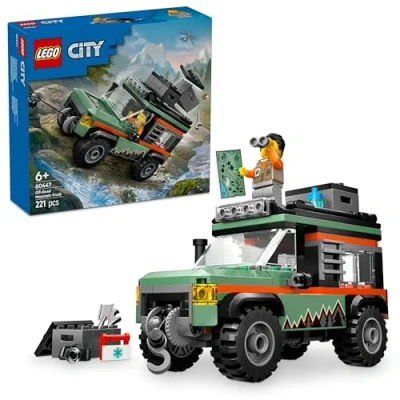 Imagen de LEGO City Todoterreno 4x4 de Montaña Vehículo Construcción Juguete con Accesorios como Cámara y Linterna Minifigura, Regalo Cumpleaños para Niños Niñas 6 Años o Más 60447