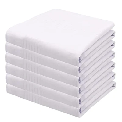 Imagen de Juego de 6 Pañuelos Blancos hechos Algodón para Hombre Bolsillo tela Caballeros 40x40 cm