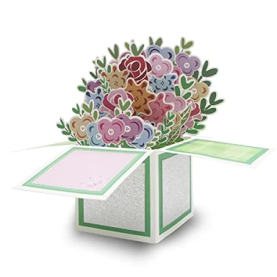 Imagen de iLovepaper Tarjeta de flor emergente, cumpleaños 3D para mujeres, felicitación emergente con sobre ramo flores