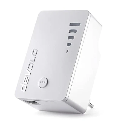 Imagen de devolo repetidor WLAN, WiFi ac hasta 1200 Mbit/s, amplificador WLAN de malla, punto acceso toma conexión LAN 1x Gigabit blanco