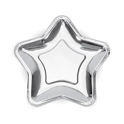Imagen de PartyDeco TPP11 018 CF 6 platos con forma de estrella, plata